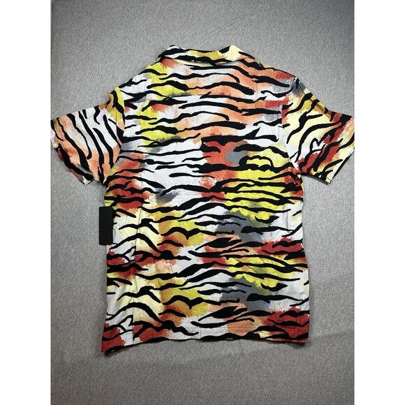 Ed Hardy Shirt Mens Medium Camp SS Tiger Stripe Print Button‎ Up Y2K NWT NEW - Picture 5 of 7